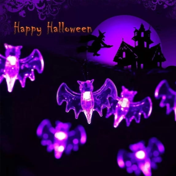 70 LED Bat String Lights - 22.96ft Halloween String Lights, Waterproof Plug in Light for Outdoor, Indoor Decor - Halloween Lighting for Garden,