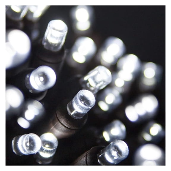 70 LED Cool White Christmas Lights 24ft - Brown Wire, Indoor/Outdoor String Lights - 4" Spacing, 5mm Bulbs - Steady, Non-Twinkle