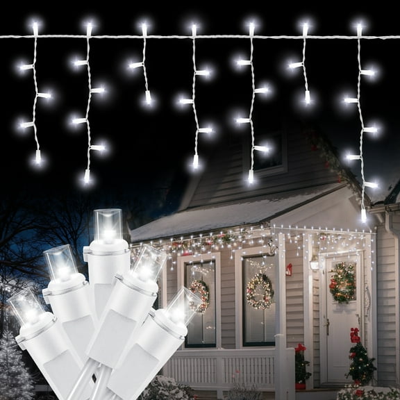 70 LED Icicle String Lights Plug-In Waterproof Professional Grade Decor for Indoor/Outdoor Use | Perfect for Christmas, Thanksgiving, Parties, Patio, Courtyard, Windows & Fences(Cool White)