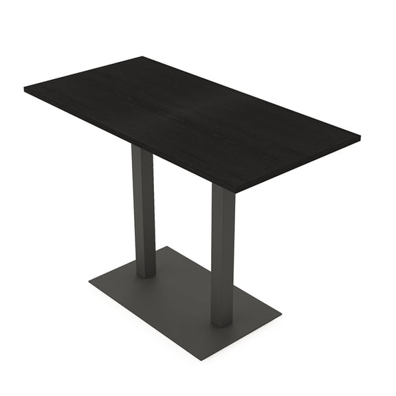 70" Large Rectangle Bistro Height Table Double Metal Base Bar Table