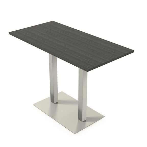 70" Large Rectangle Bistro Height Table Double Metal Base Bar Table