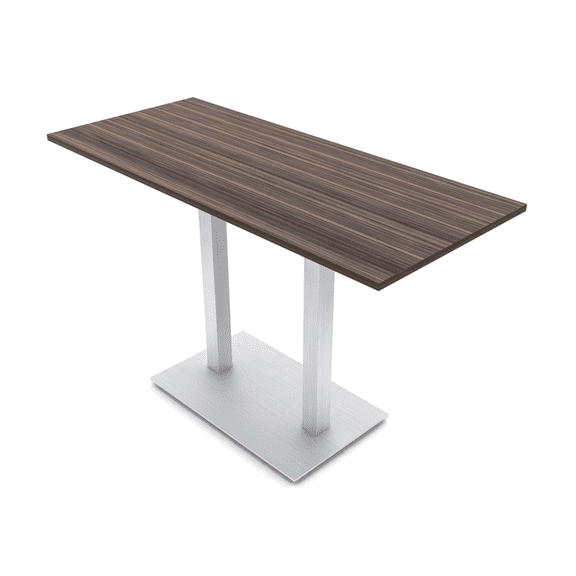 70" Large Rectangle Bistro Height Table Double Metal Base Bar Table