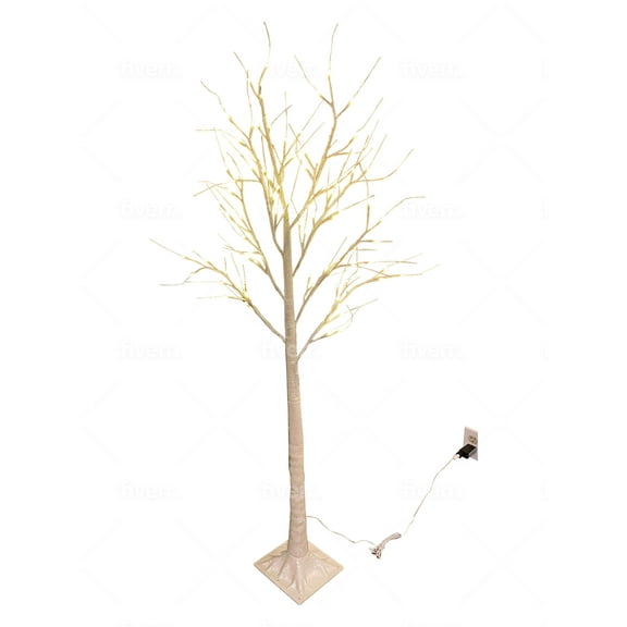 70" Lighted Birch Tree