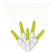 70 Lime M5 LED Icicle Lights on White Wire, 9 ft. Christmas Light Set