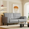 thumbnail image 1 of 70” Mid-Century Modern Couch, Breathable Faux Leather Couch with Upholstered Cushions/Pillows, Loveseat Sofas & Couches, for Living Room (Dark Grey), 1 of 6