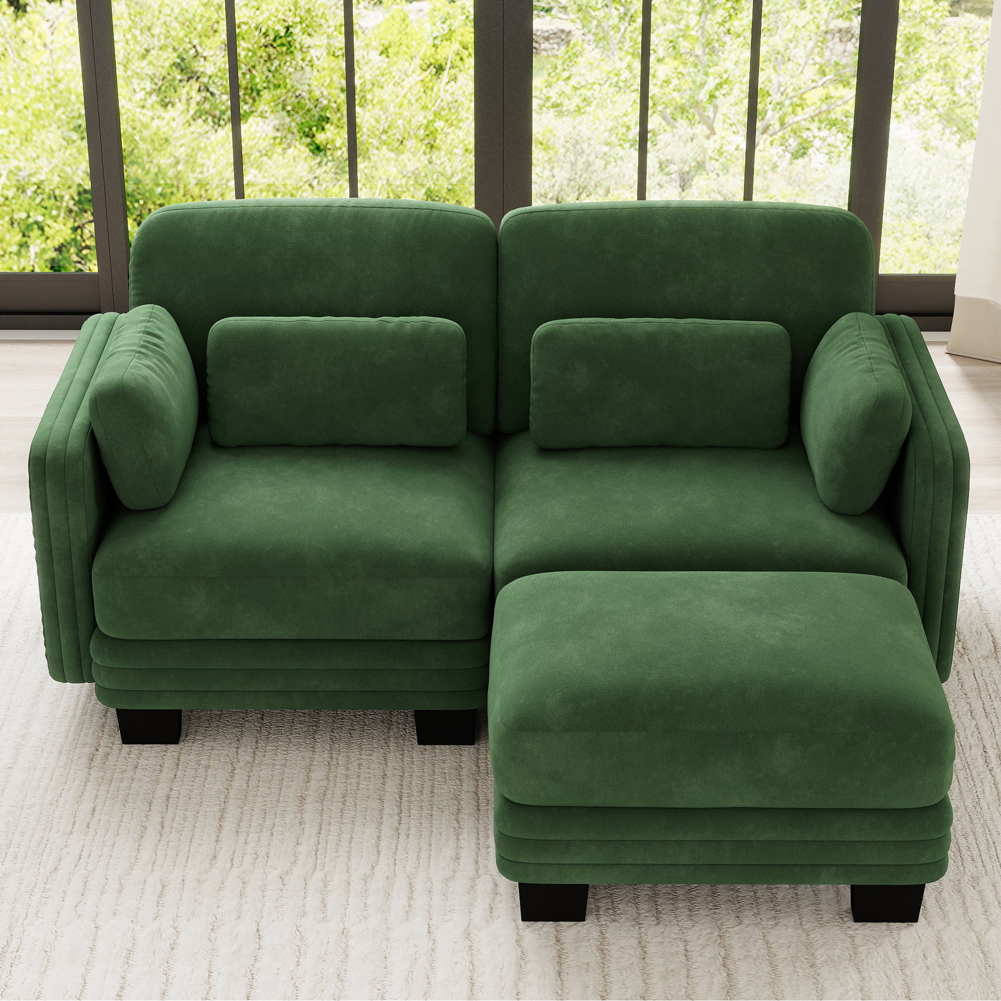 70" Modern Modular 2 Seater Loveseat Sofa Couch with 1 Ottoman and 4 Pillows