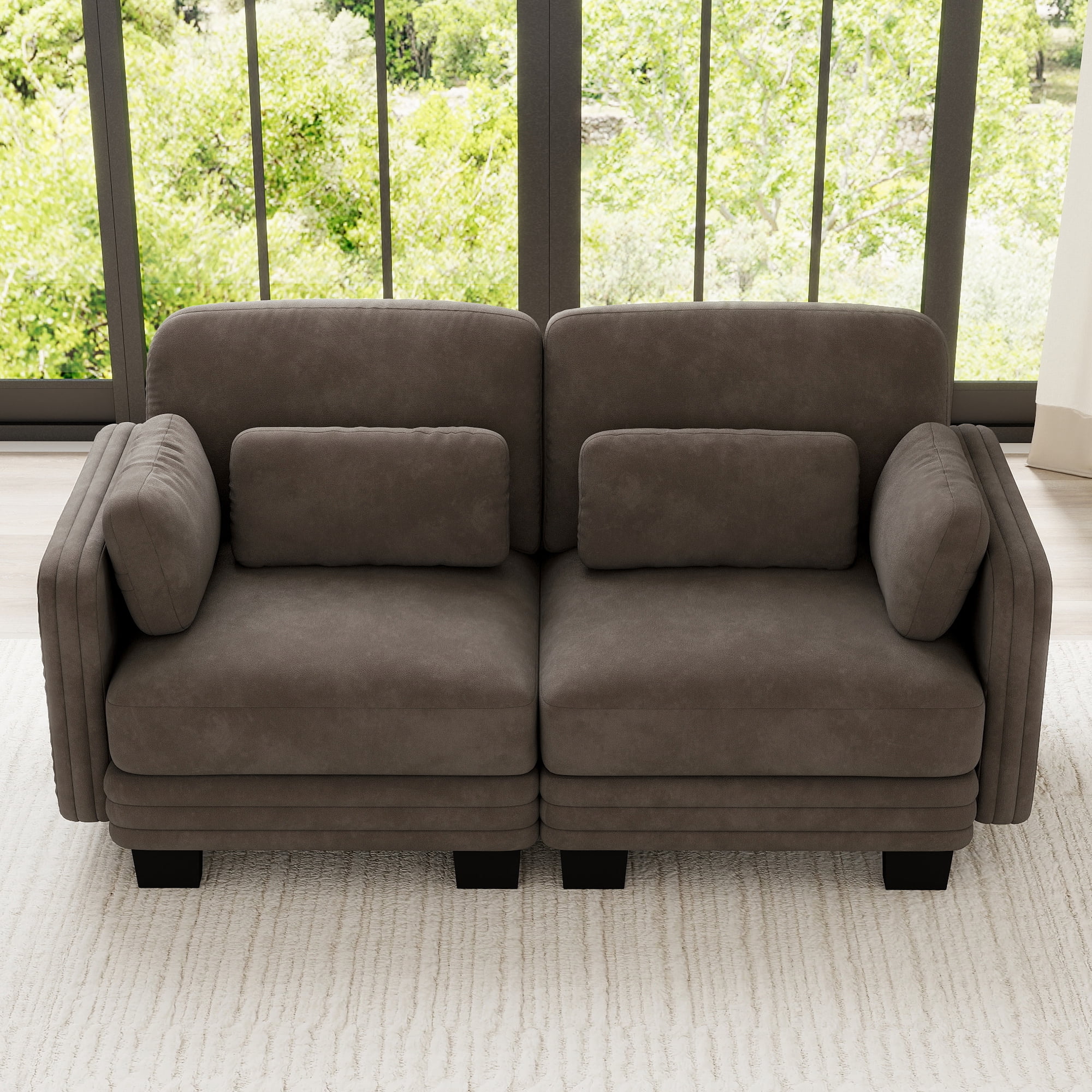 70" Modern Modular 2 Seater Loveseat Sofa Couch with 4 Pillows