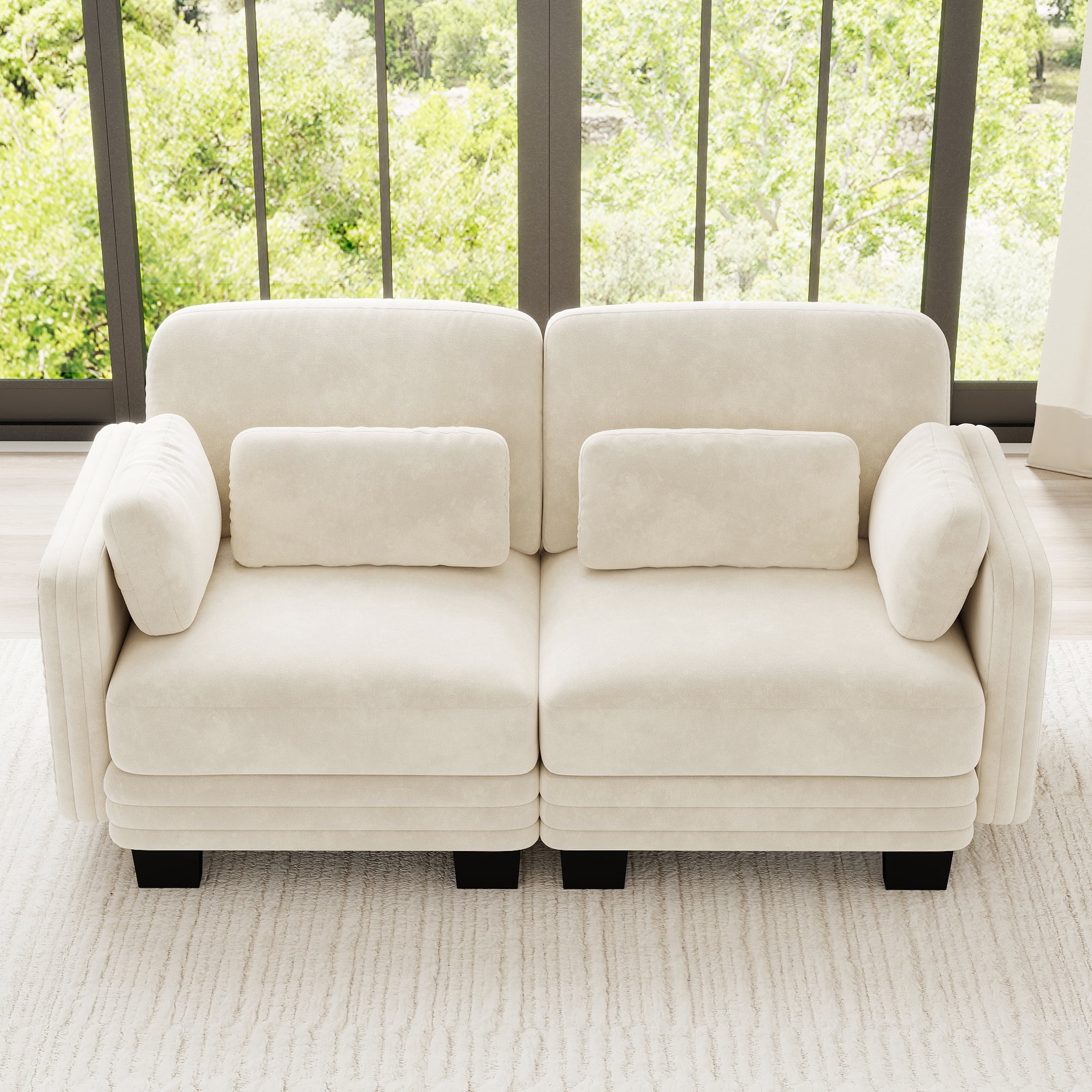 70" Modern Modular 2 Seater Loveseat Sofa Couch with 4 Pillows
