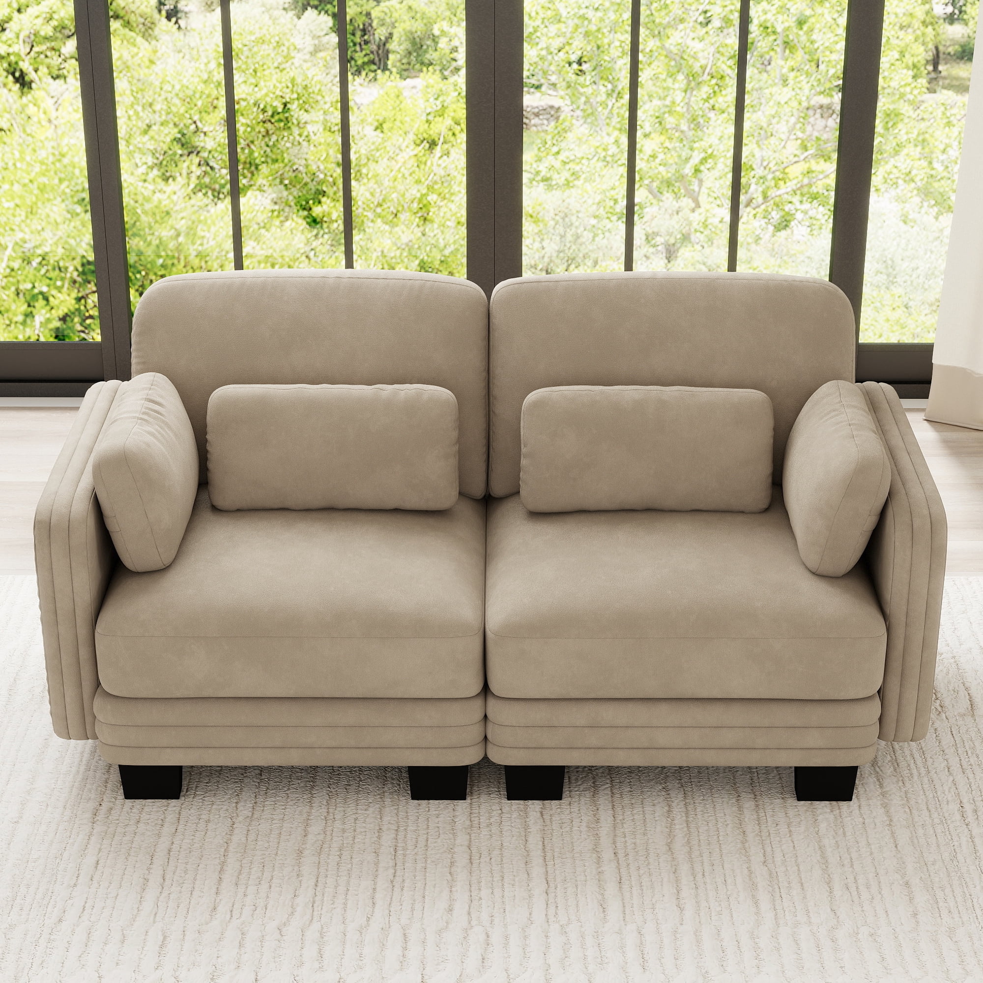 70" Modern Modular 2 Seater Loveseat Sofa Couch with 4 Pillows