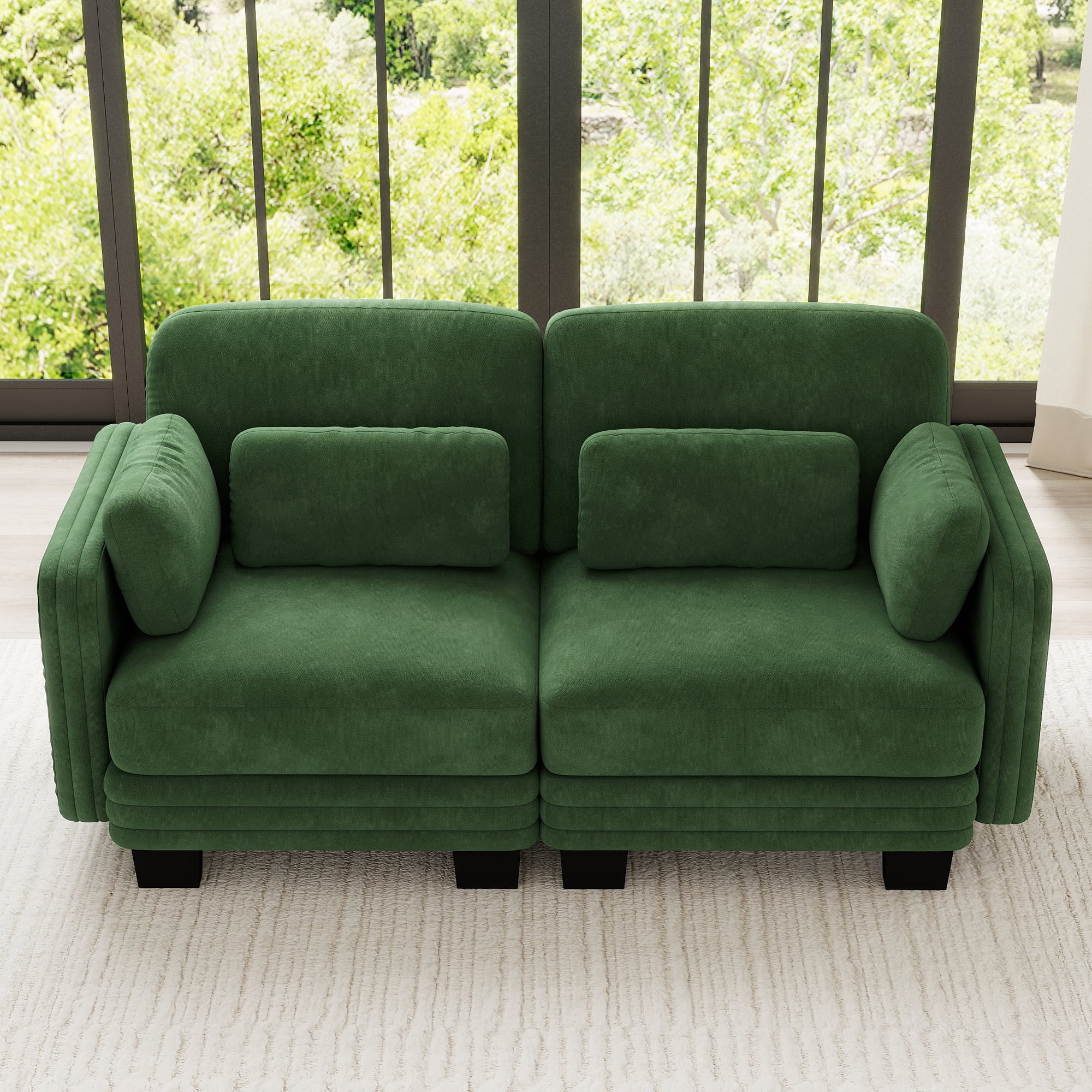 70" Modern Modular 2 Seater Loveseat Sofa Couch with 4 Pillows