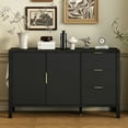 thumbnail image 1 of 70" Modern Sideboard, Fluted Buffet Cabinet with Drawers and Hooks, Large Coffee Station with Storage, Wood Console Table, for Dining Room, Living Room, Entryway, 1 of 9