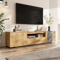 thumbnail image 1 of 70''Modern TV Stand with 3 Cabinets& Drawer, Entertainment Center for TVs up to 80'',Grey,Natural Wood, 1 of 2