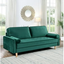 70" Modern Velvet Loveseat Sofa Couch,Mid-Century Tufted Upholstered Small Love Seat Couch with 2 Pillows for Compact Space,Living Room,Apartment,Green