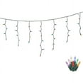 70 Multi Color LED Lights / Green Wire 9Ft. Icicle Christmas Light Set