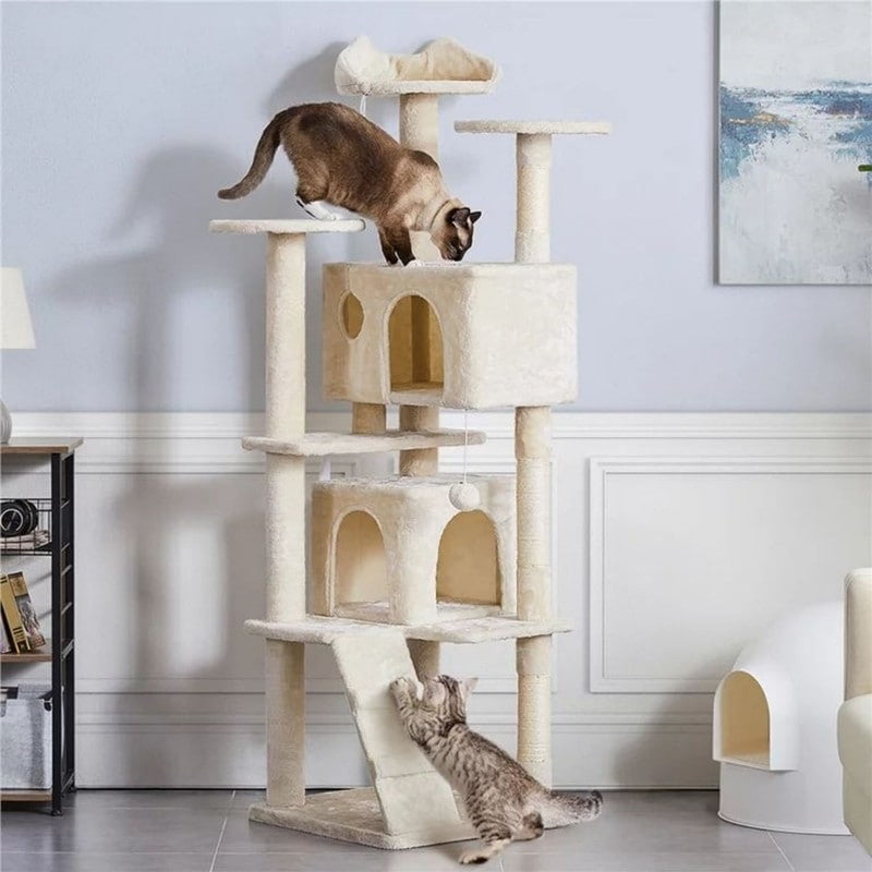 70'' Beige Multilevel Cat Tree Condo with Sisal Posts