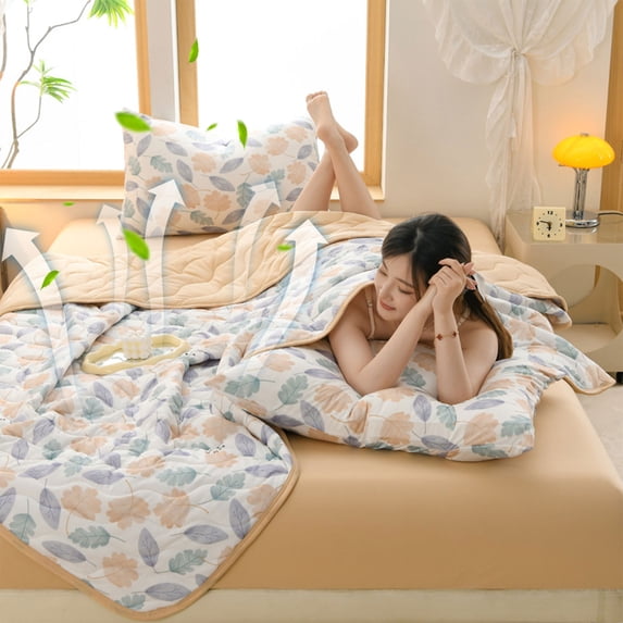 UP TO 70% OFF! YZEGDCH Cooling Comforter, Absorbs Heat to Keep Adults Cool For Summer Nights Sweats for Sleeping, Hot Flashes, Bed, Throw Size, All Season Use, Gift for Mom Dad