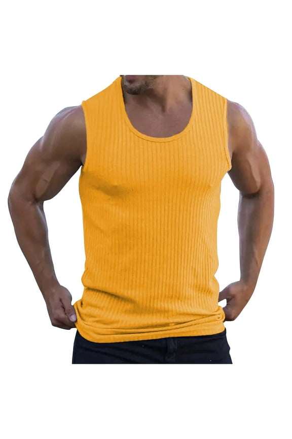 70% Off! ZVNAΖH Mens Workout Tank Tops Vertical Stripe Knitting Sleeveless Shirts Slim Fit Muscle Tops Summer Casual Athletic Tanks
