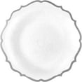 thumbnail image 1 of (70 PACK) EcoQuality 10.5" inch Round White Plastic Plates with Silver Rim Modern Design - Heavy Duty Large Disposable Charger Dinner Plate Weddings, Tableware, China Like Party Plates, 1 of 3