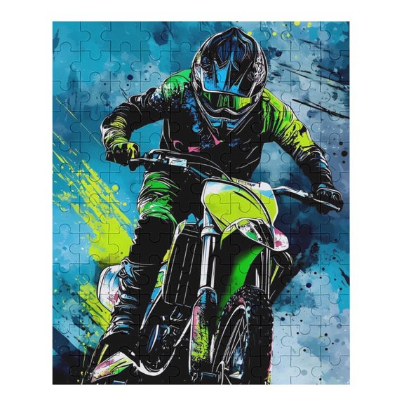 70 PCS Jigsaw Puzzle Dirt Bike Motorcycle Race Wooden Puzzle Challenging Game Fun Artwork For Family Friends Gifts