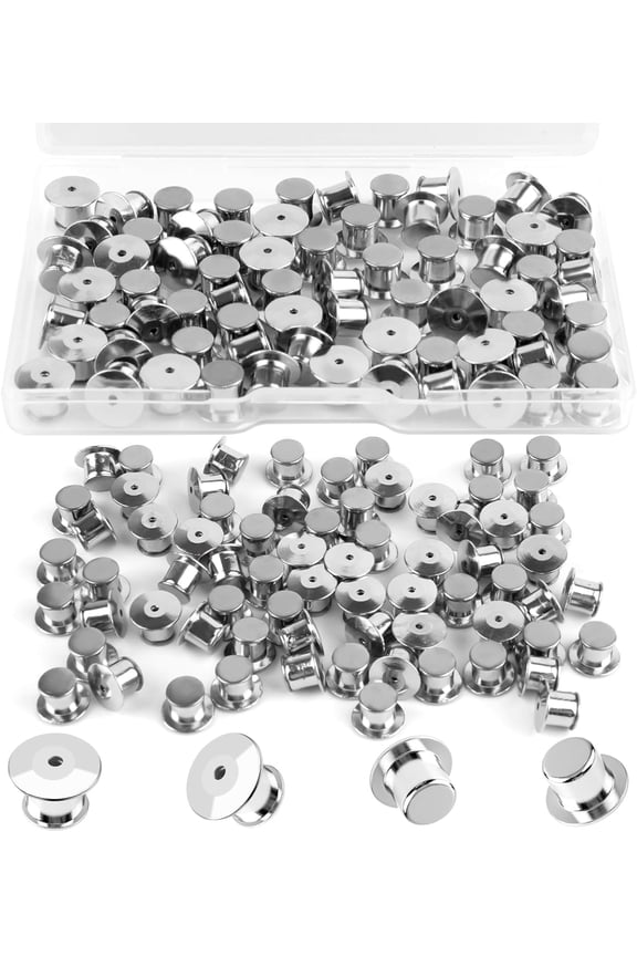70 PCS Locking Pin Backs, Metal Pin Locks Locking Pin Keeper Clasp for Enamel Pins, Secure Pin Backings for Badge, Collectibles, Clothes Brooch Lapel (Silver)