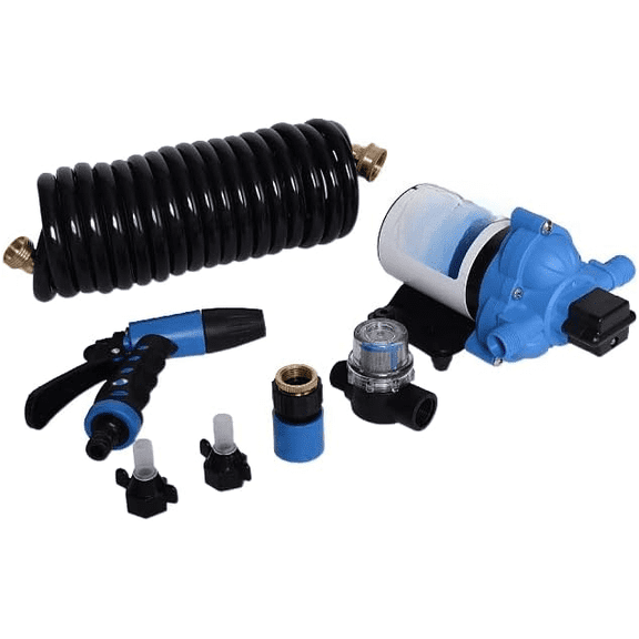70 PSI Washdown Pump Kit 12V 3.0 GPM Self-Priming Diaphragm Fresh & Salt Water Pressure Pump with Spray Nozzle For Car Boat Caravan RV UTV Marine Yacht Camper Travel Trailer Sprayer$$Watercraft