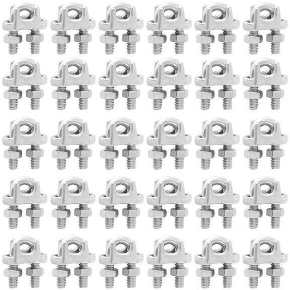 70 Pack 1/4 Inch M6 Wire Rope Clamp, Zinc Plated Wire Rope Clip, Carbon Steel Cable Clamps, U Bolt Saddle Fastener Clothesline Tightener, Silver