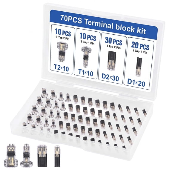 70 Pack 2 Pin Quick Connect Wire Connectors With Flame Retardant PC Material, Plug In Terminal Connection Design, for LED Strip Lights Speaker