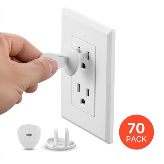 70-Pack Outlet Covers, Baby Proofing Plug Protectors for Electrical Outlets, White ABS