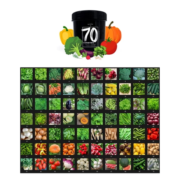 70 Pack Survival Vegetable Seeds Garden MVR1Kit Over 11,900 Seeds Non-GMO and Heirloom, Great for Emergency Bugout Survival Gear, for Planting Vegetables and Fruits, Herbs - Survive Seed Co.