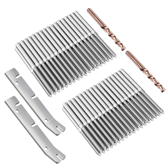 70 Pack T316 Stainless Steel Right&Left Handed Thread Swage Lag Screws for Wood Posts of 1/8" Deck Cable Railing Kit, Wire Railing Kit for Decks with Wrench, DIY Wood Baluster