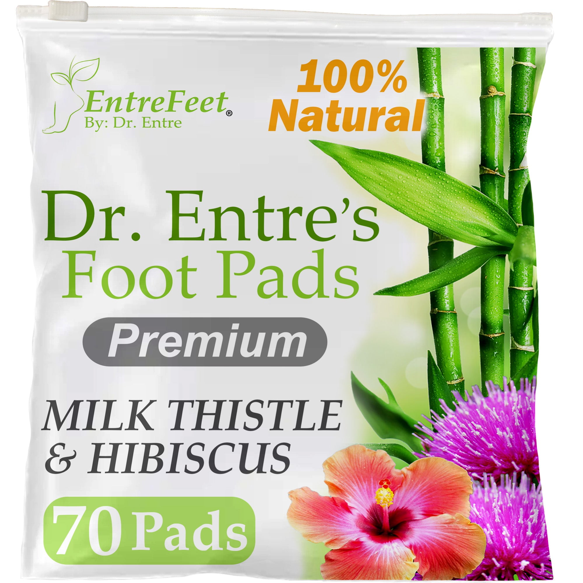 70 Pack of Dr. Entre's Milk Thistle & Hibiscus Detox Foot Pads Deep
