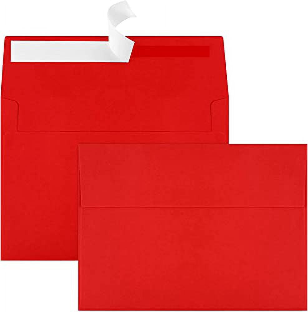 12 Pack Christmas Red Envelopes With Ribbons - 6.81x4.80 Inch Greeting Card Envelopes For Birthdays, Weddings, Baby Showers