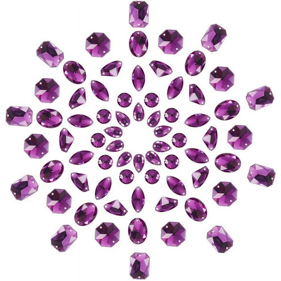 70 Pcs Acrylic Sew on Rhinestone Faceted Flatback Crystal Buttons Gems 7 Styles