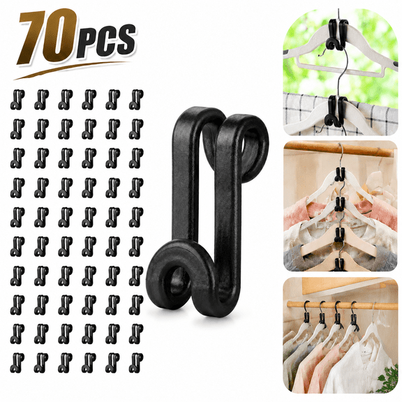 70 Pcs Hanger Hooks For Clothes, Hanger Connector Hooks, Space-Saving Cascading Hangers For Closet Organization, Durable & Easy To Use