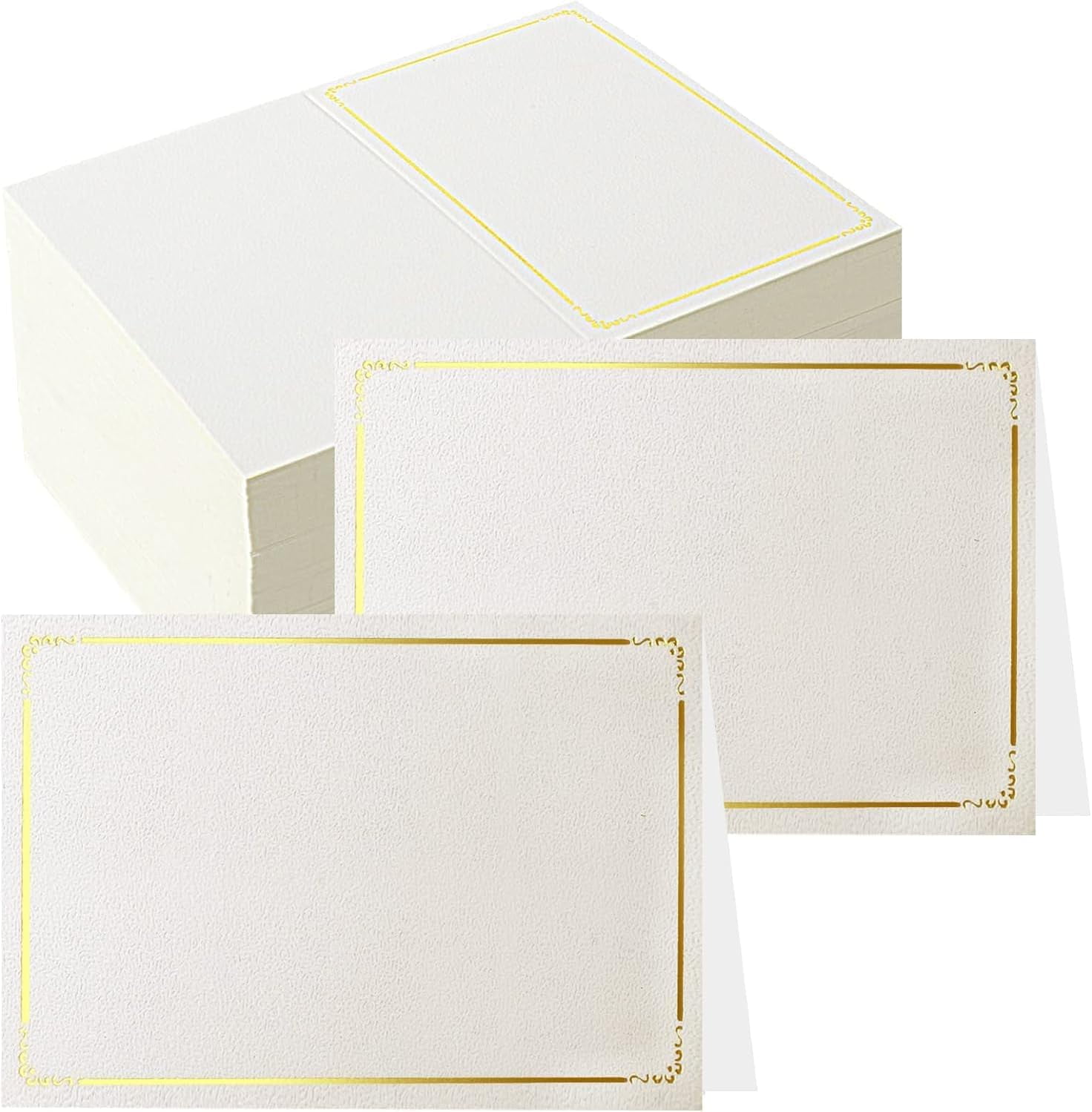 70 Pcs Place Cards Blank Fillable Banquet Seat Card with Gold Foil