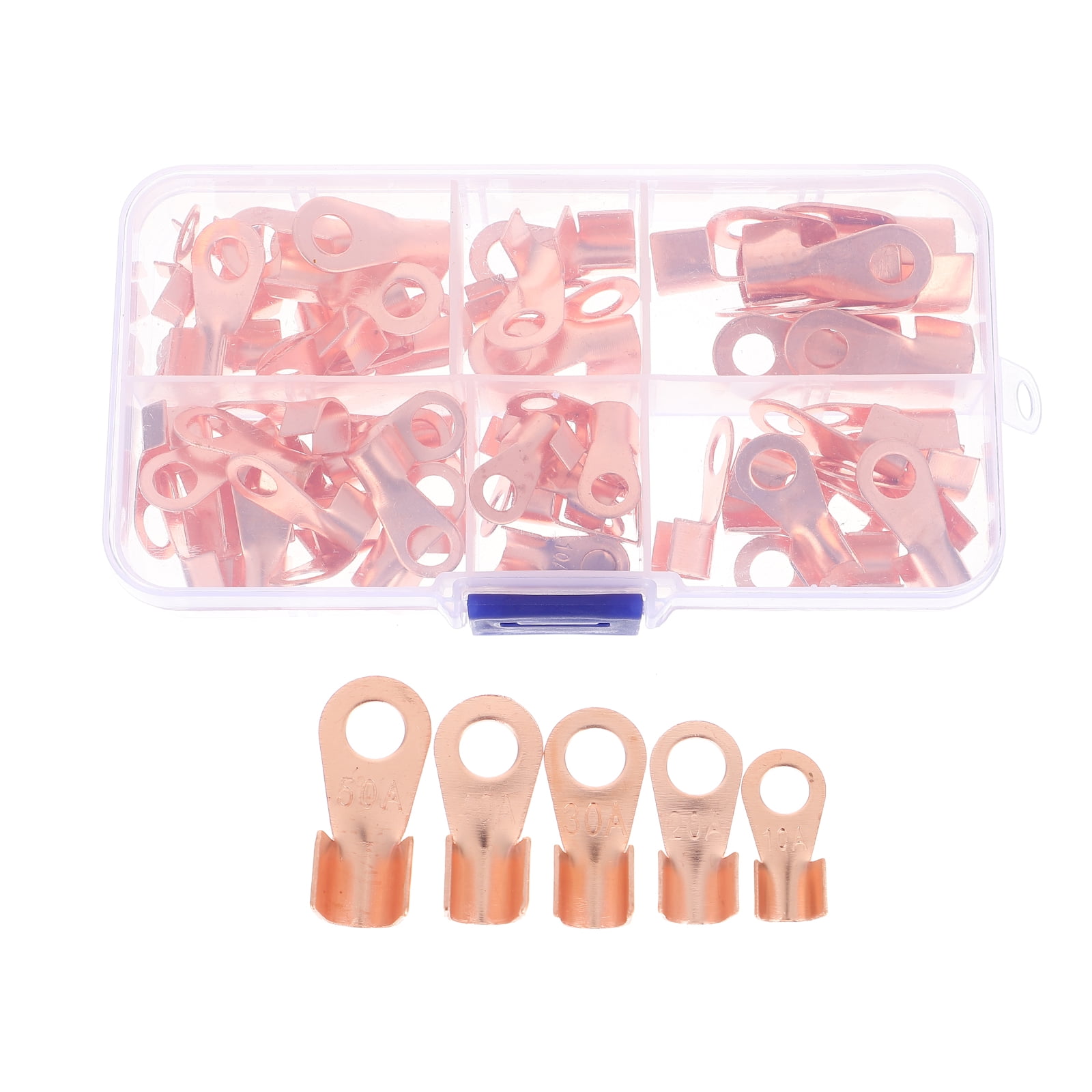 70 Pcs Ring Lugs Terminal Open Barrel Electrical Wire Connectors Crimp