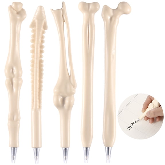 70 Pcs Skeleton Bone Pens, Creative Black Ink Ballpoint Writing Instruments, Funny Finger Novelty Pencils For Office, Halloween Celebrations