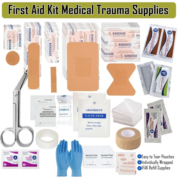 70 Pcs Sportsman Waterproof First Aid Kit with Antiseptic Wipes & Bandages First Response Kit