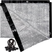 70 Percent Aluminum Shade Cloth 6.5x6 Ft Reflective Sun Mesh Silver Tarp Grommets Ball Bungee Patio Garden