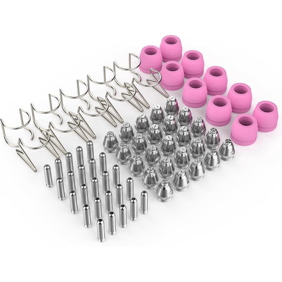 70-Piece AG60P Plasma Cutter Consumables Kit .045"  Tips Nozzles Electrodes Shield Cups Wire Guides for AG-60, AG-60P, SG-55, WSD-60