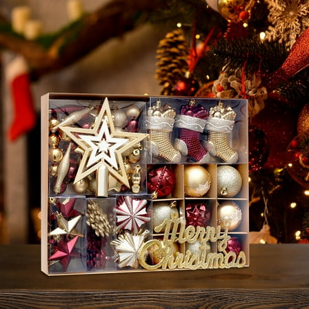 70-Piece Christmas Ornament Set, Macaron Color Plastic Ball Decorations for Tree, Non-Breakable Shatterproof Xmas Baubles Multicolor