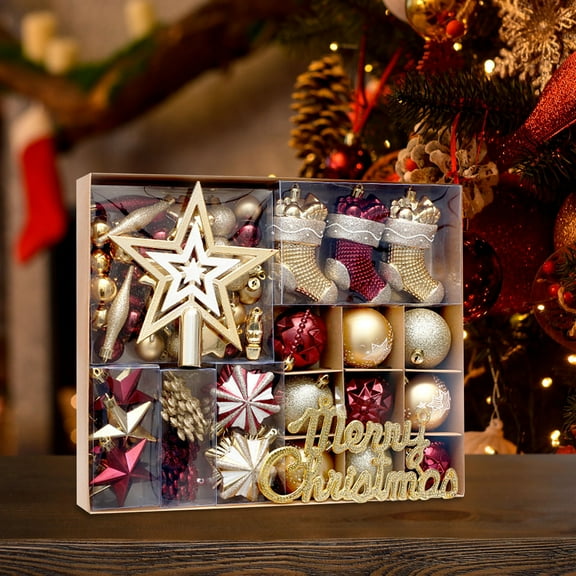 70-Piece Christmas Ornament Set, Macaron Color Plastic Ball Decorations for Tree, Non-Breakable Shatterproof Xmas Baubles Multicolor