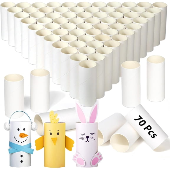 70 Pieces Cardboard Tubes for Crafts, White Kraft Toilet Paper Rolls for Crafts - 1.5 x 3.2 Inches Strong and Pressure-Resistant Tubes for Craft Supplies DIY Art