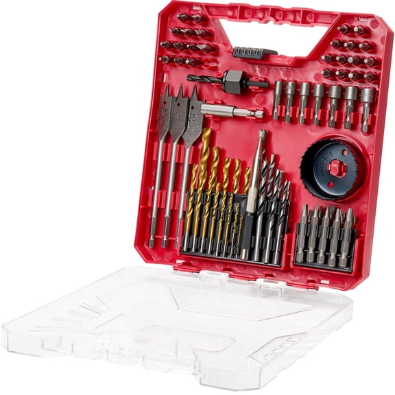 70-Piece Drill Bit and Driver Bit Set, HSS and CR-V Screwdriver Bits with Nut Drivers, Hole Saw, Magnetic Holder and Carrying Case for Wood, Metal, Masonry, Plastic Drilling and Fastening