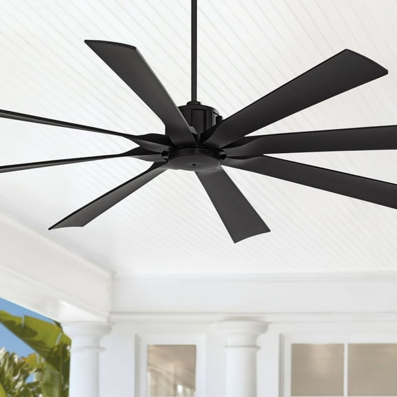 70" Possini Euro Design Modern Indoor Outdoor Ceiling Fan with Remote Control Matte Black Damp Rated for Patio Exterior House Home