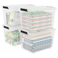 70 Quart Large Clear Storage Bin, Plastic Storage Box on Wheels, 4