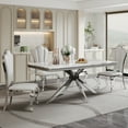 thumbnail image 1 of 70" Rectangular Dining Table for 6 People, Modern Faux Marble Kitchen Table with Stainless Steel Legs, Dining Table for Dining Room, Living Room, 1 of 7