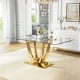 thumbnail image 1 of 70" Rectangular Glass Dining Table for 6 People, Modern Clear Tempered Glass Kitchen Table with U-Shape Stainless Steel Base, Dining Table for Dining Room or Living Room, 1 of 7