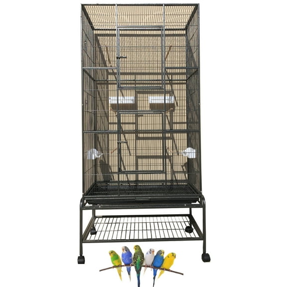 70" Rolling Extra Large Metal Bird Breeding Cage with Detachable Stand for Aviary Budgie Canary Finches Lovebirds
