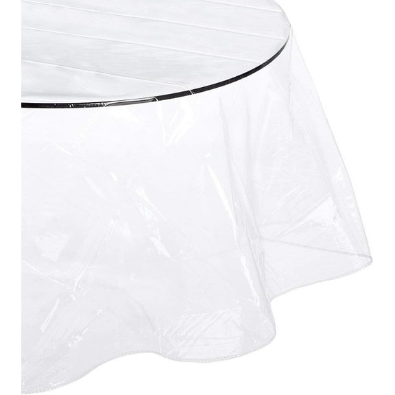 70" Round Waterproof Plastic Table Cover Crystal Clear PVC Table Protector Transparent Plastic Tablecloth Vinyl Dining Table Cover